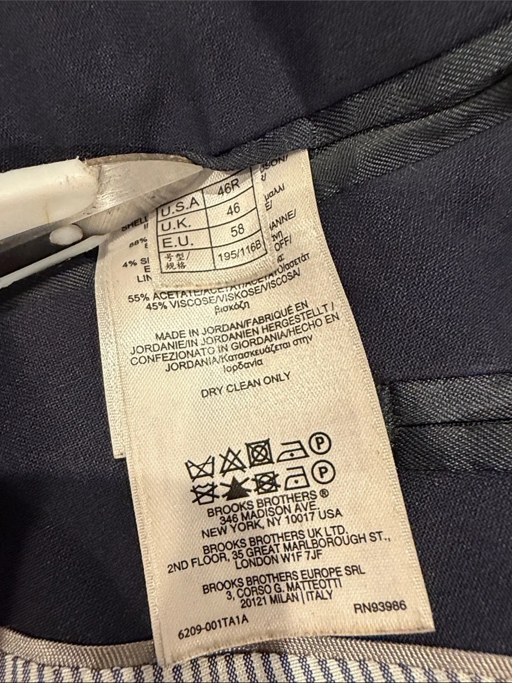 Brooks Brothers Explorer Madison Fit Navy Wool Blazer 46R Two Button Sports Coat